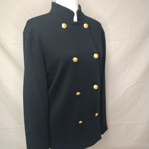 Lauren Ralph Lauren Navy Merino Wool Knit Blazer